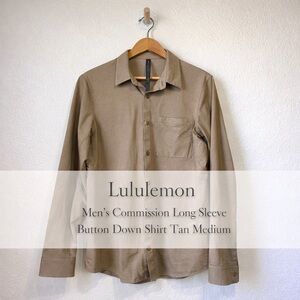 Lululemon Men’s Commission Long Sleeve Button Down Shirt Tan Medium